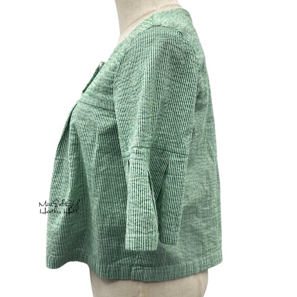 Live a Little Striped Light Stylish Cropped Jacket With Bell Sleeves Size Med - Picture 4 of 5